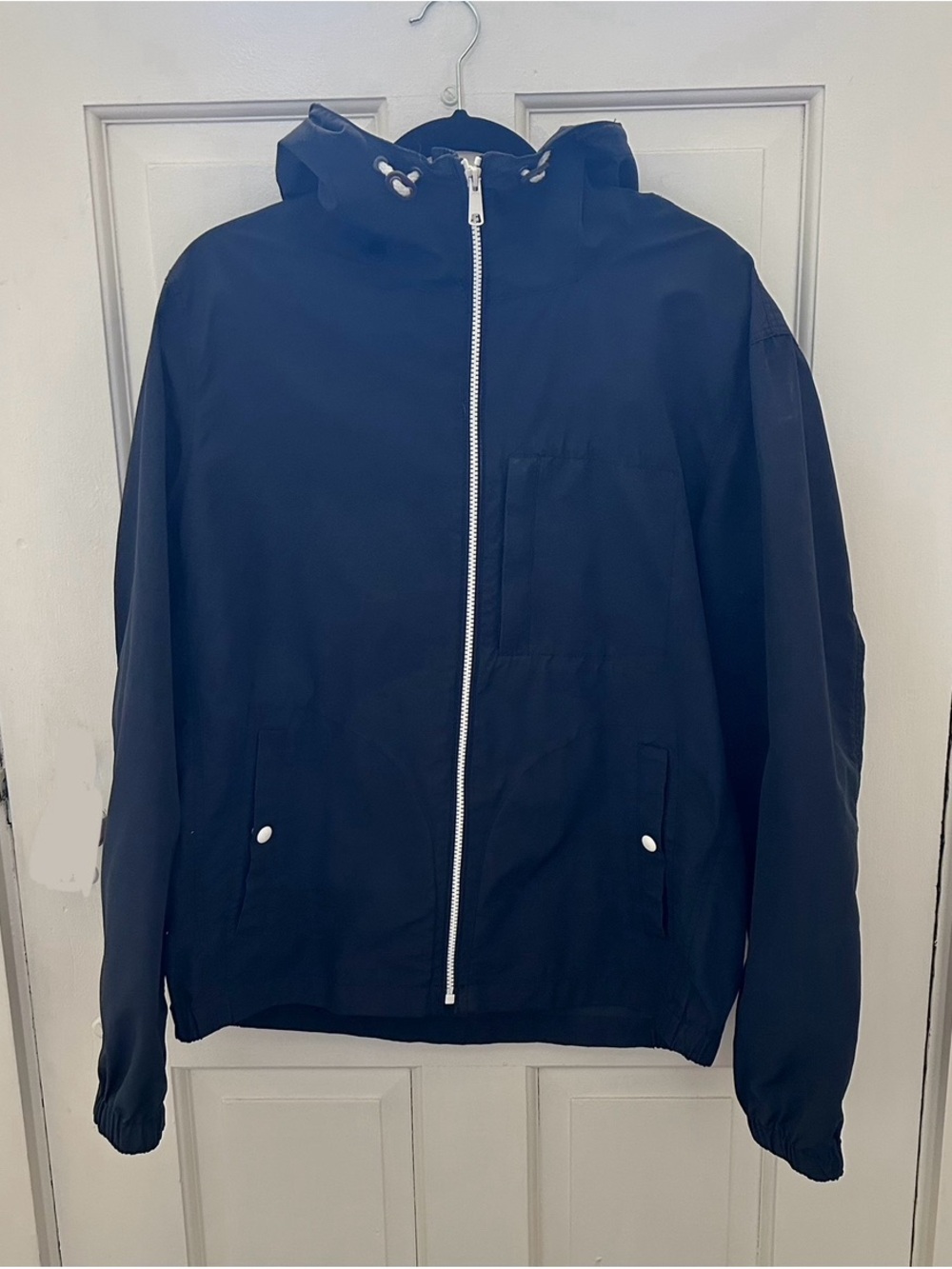 J. Crew Navy Hooded Lightweight Jacket, Windbreaker or Raincoat